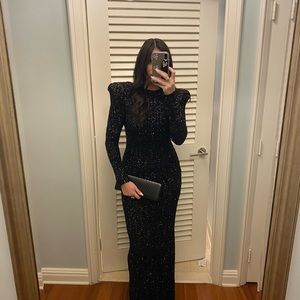 Shoulder pad sequin maxi Zara dress